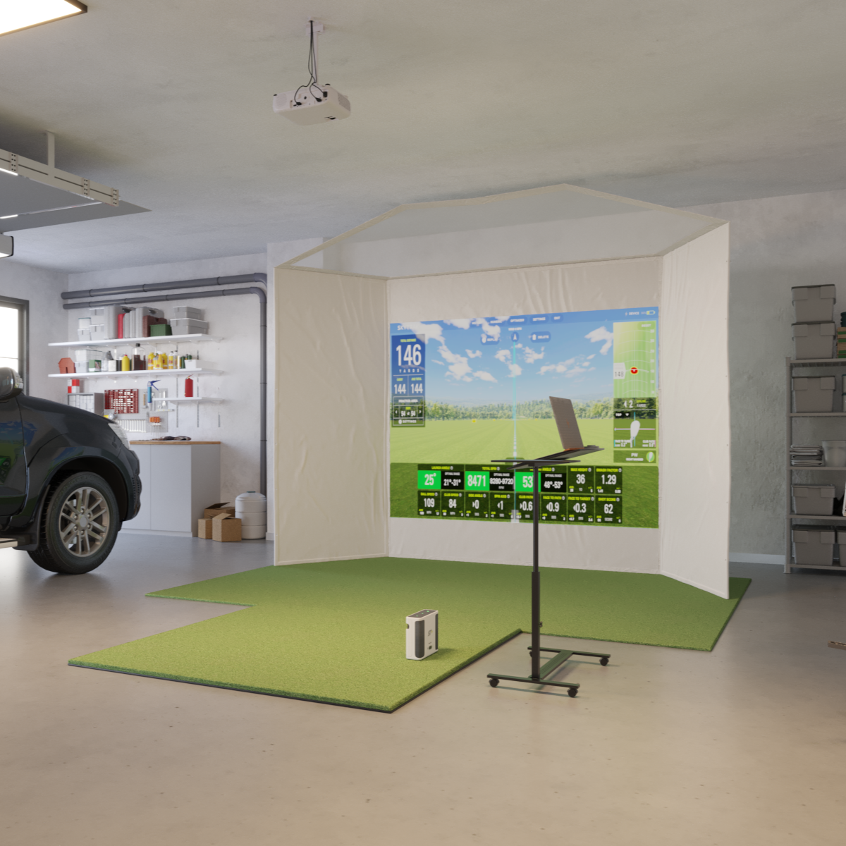 SkyTrak+ Retractable Golf Simulator
