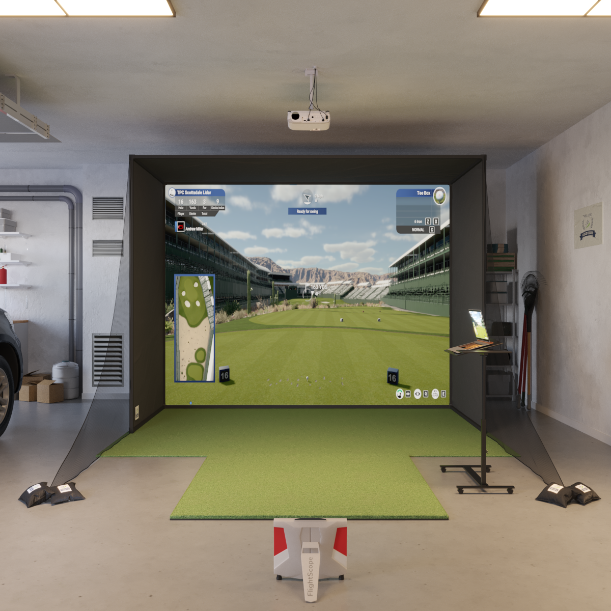 FlightScope X3 SwingBay Golf Simulator Package