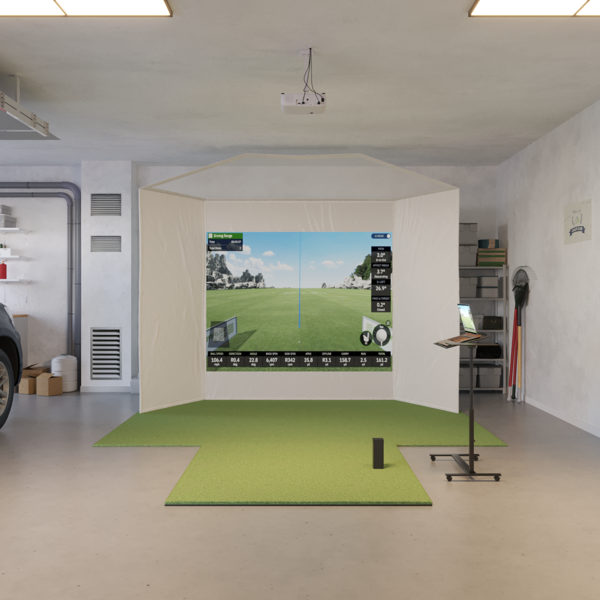 Square Golf Retractable Simulator Package