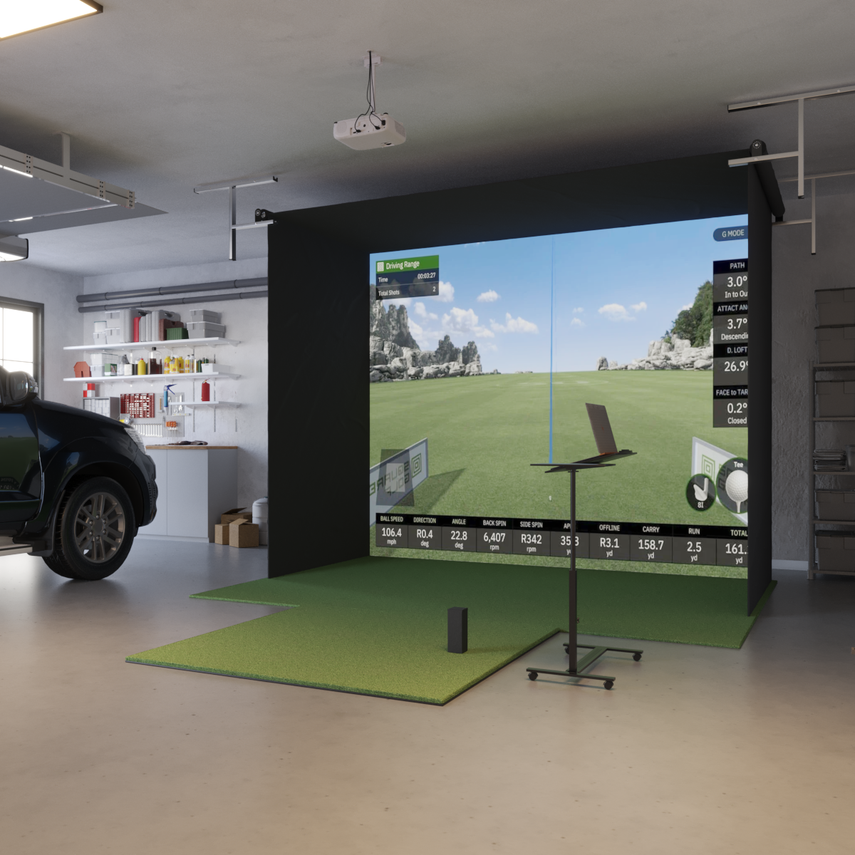 Square Golf Retractable Simulator Package