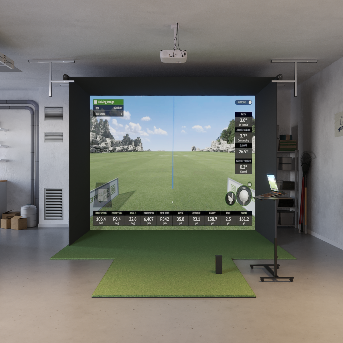 Square Golf Retractable Simulator Package