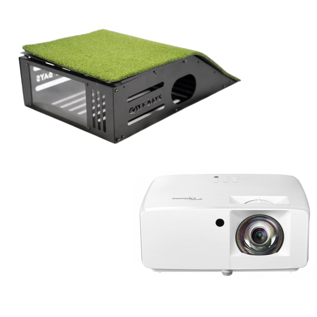 Optoma ZW350ST Short Throw Golf Simulator Projector + Floor Mounted Case Bundle