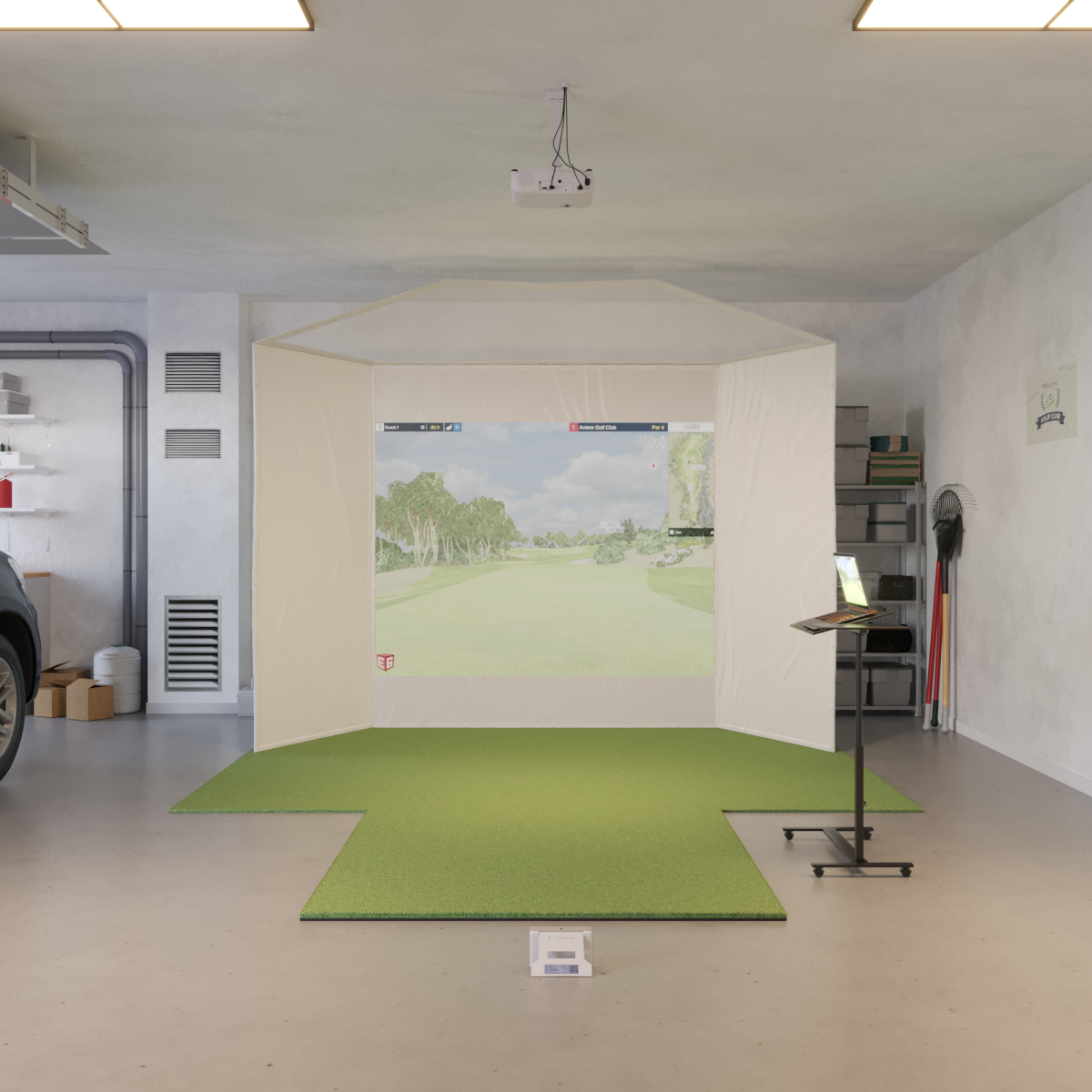 FlightScope Mevo+ Retractable Golf Simulator Package