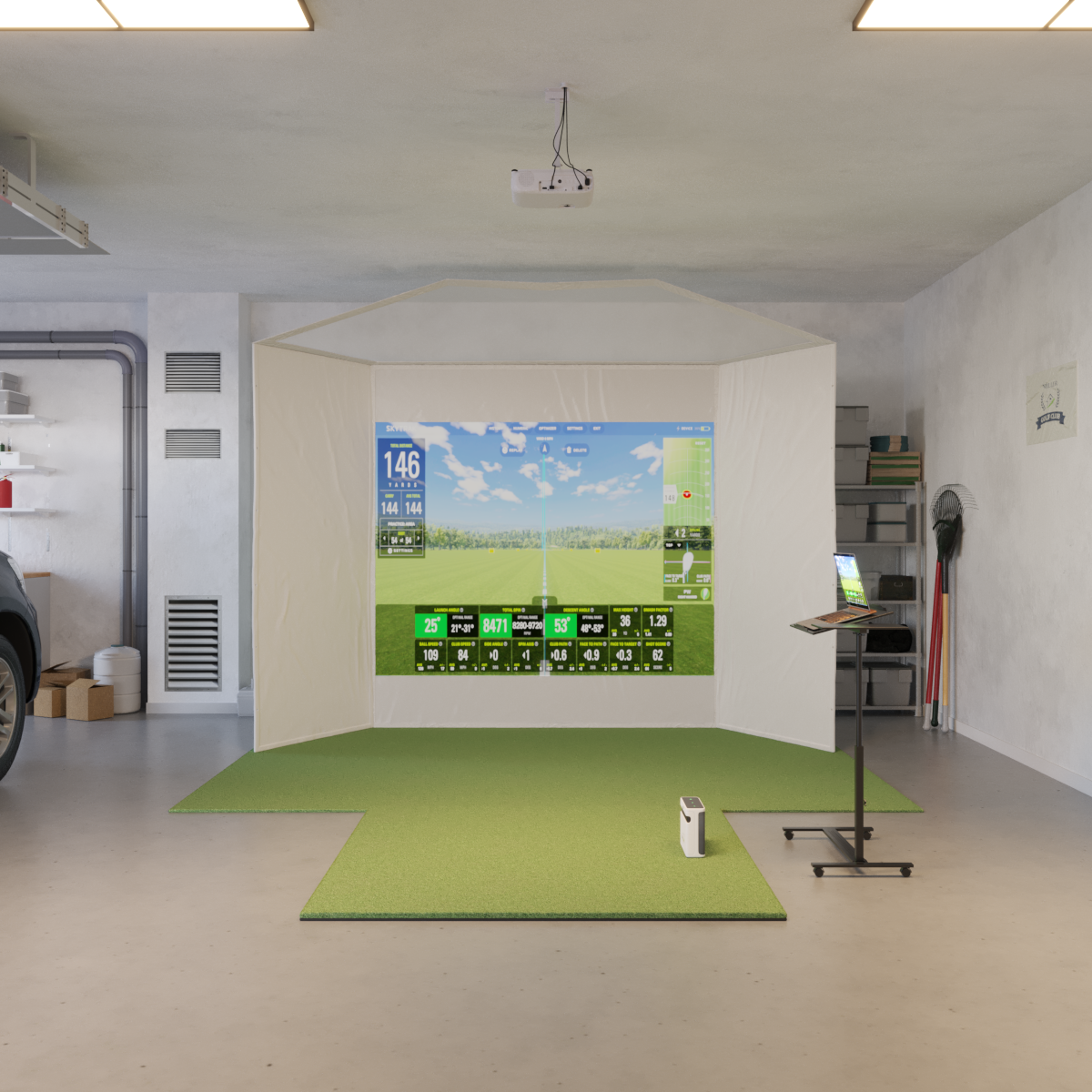 SkyTrak+ Retractable Golf Simulator