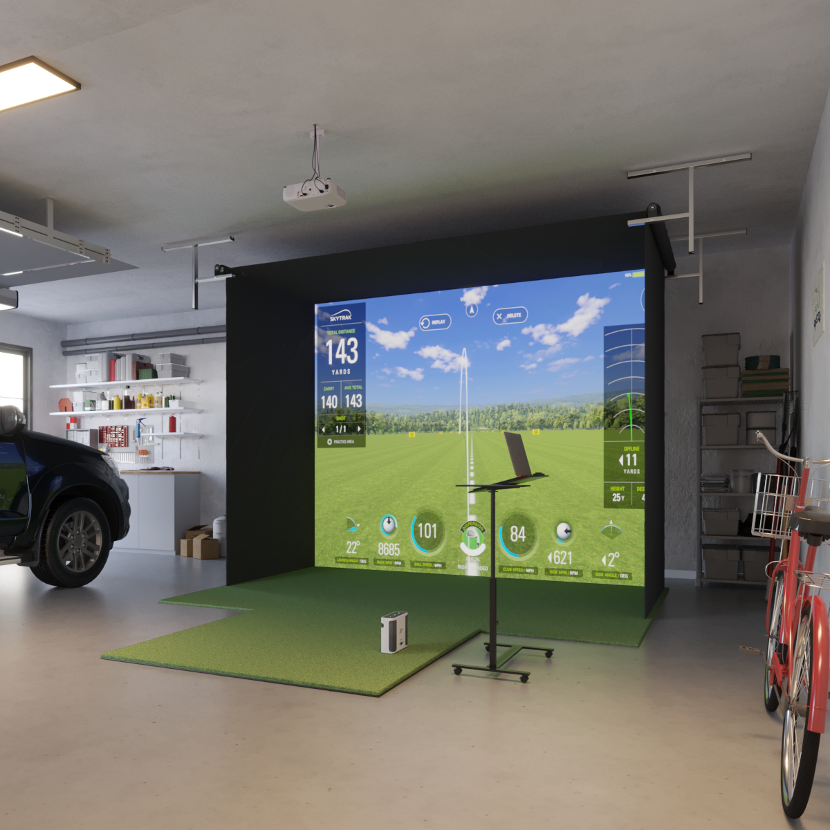 SkyTrak+ Retractable Golf Simulator