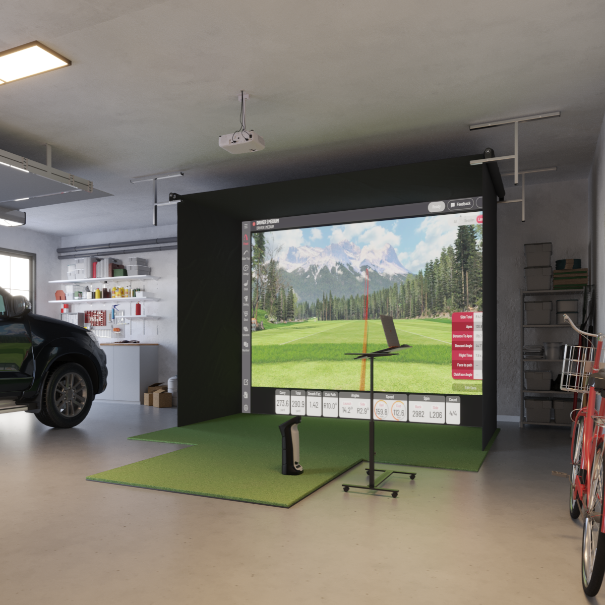 Uneekor EYE MINI Retractable Golf Simulator Package