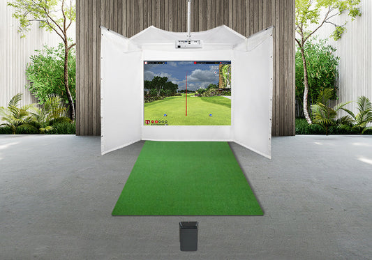 Swing Caddie SC4 PRO Retractable Screen Golf Simulator Package
