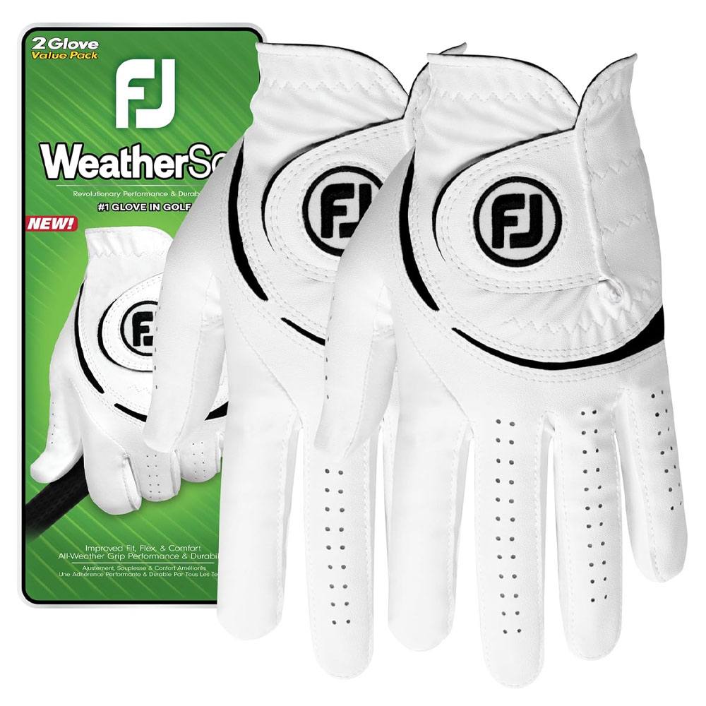 FootJoy WeatherSof 2-Pack Golf Glove White/Black - 24 Men